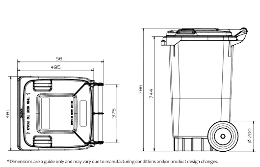 80 Litre Wheelie Bin Lid specifications