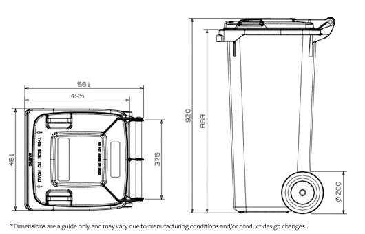 120 Litre Wheelie Bin specifications