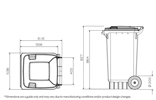 140 Litre Wheelie Bin specifications