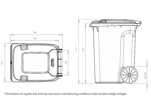 360 Litre Wheelie Bin specifications
