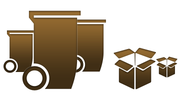Trash Bins and Cardboard Boxes Icons