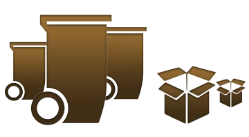 Trash Bins and Cardboard Boxes Icons