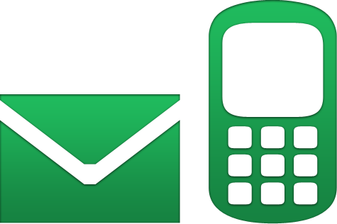Green mail and phone Icons