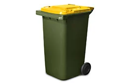 Image of a Green Wheelie Bin with a Yellow Lid